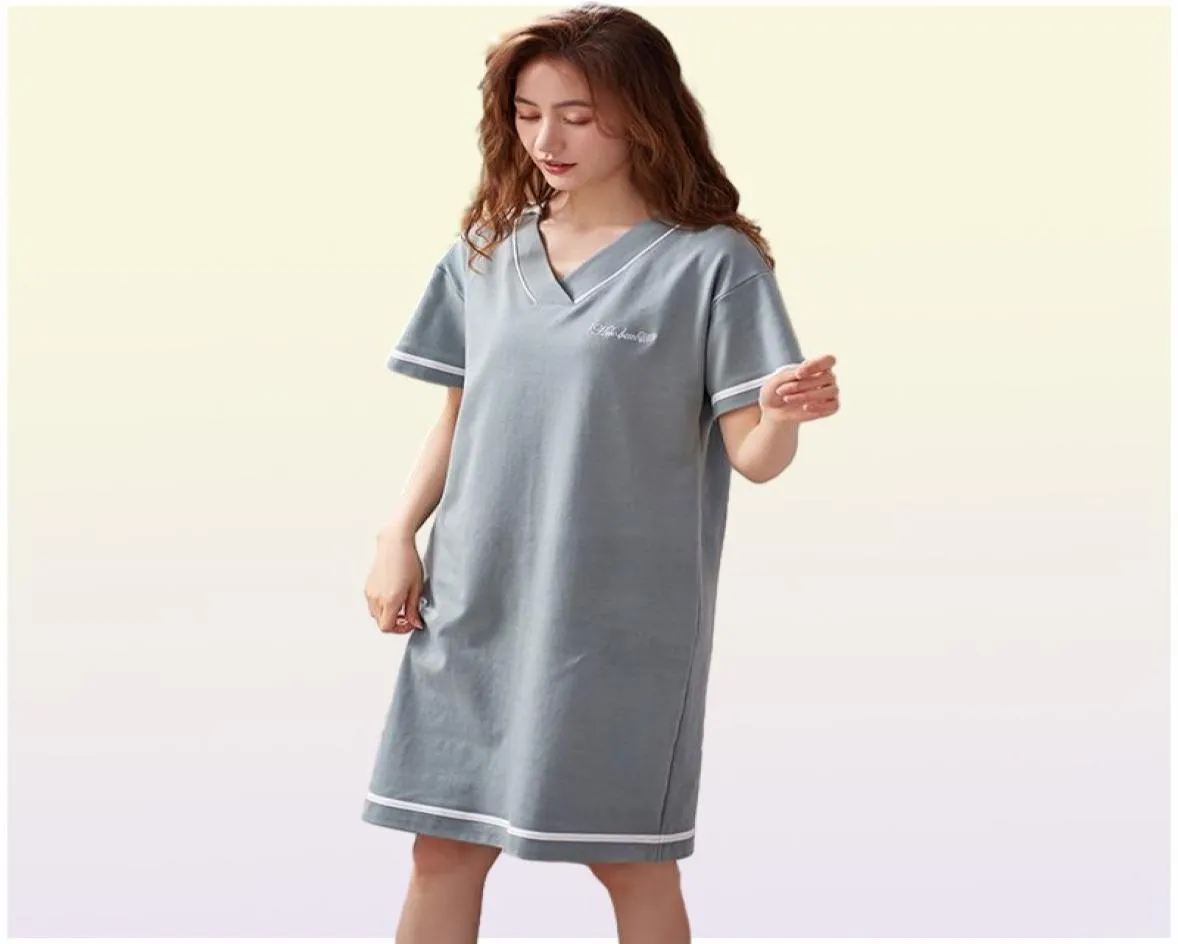 Women039s Sleepwear Shortsleeved Cotton Night Gowns Summer Soild Nightgowns Home Wear Lady Sleep Lounge Sleeping Dress M3XL5093798