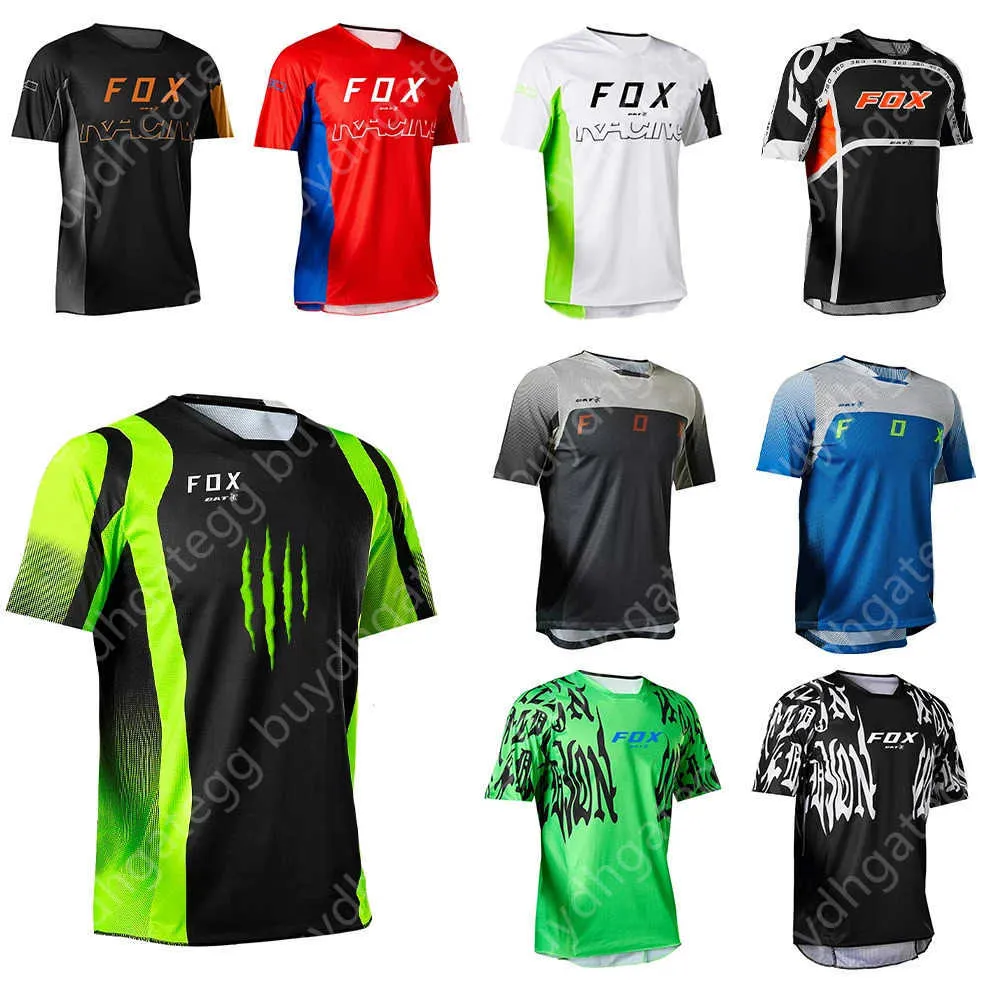 2024 Modisches T-Shirt Mountainbike-Anzug Foxx Herren-T-Shirts Herren-Fledermaus-Shirts Kurzarm Downhill Schnelltrocknend Atmungsaktiv Motocross Racing Mountain Enduro Mtb 22i4