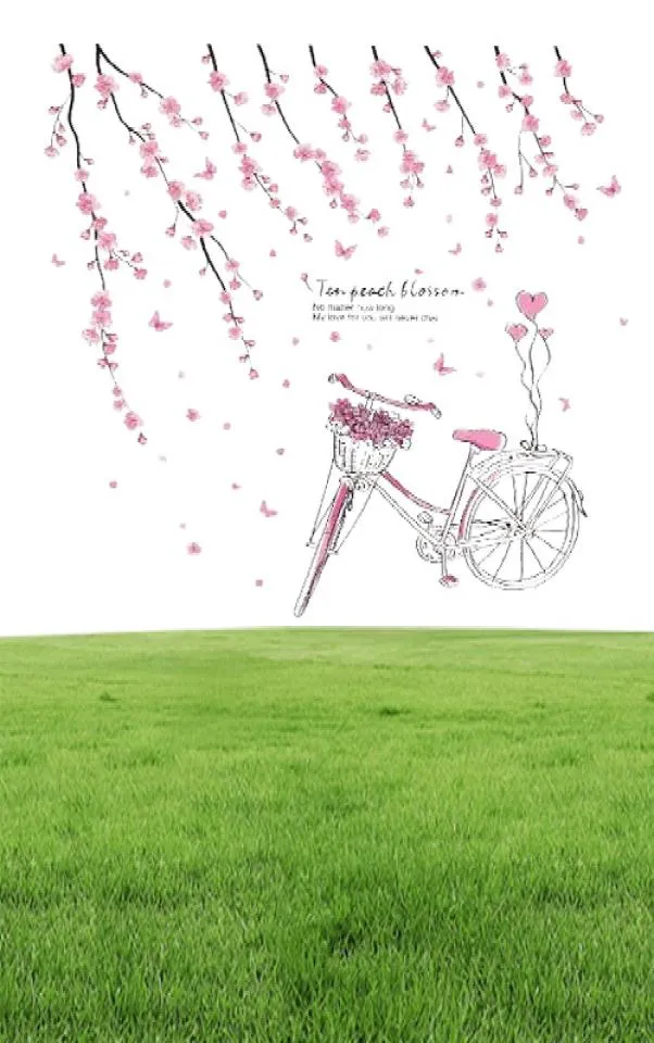 Shijuehezi karikatür kız duvar çıkartmaları pvc malzeme diy malzeme şeftali çiçekleri bisiklet duvar çıkartması çocuk odaları bebek yatak odası dekorasyonu 6489364