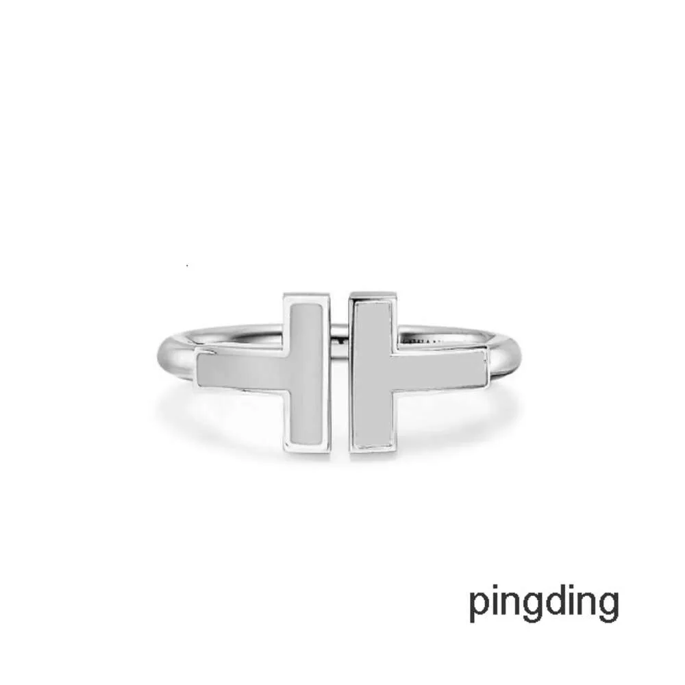 Designer Den nya dubbla T-formade öppningen 925 Sterling Silver Band Rings 1.1 Med Original Fashion Woman Jewelry