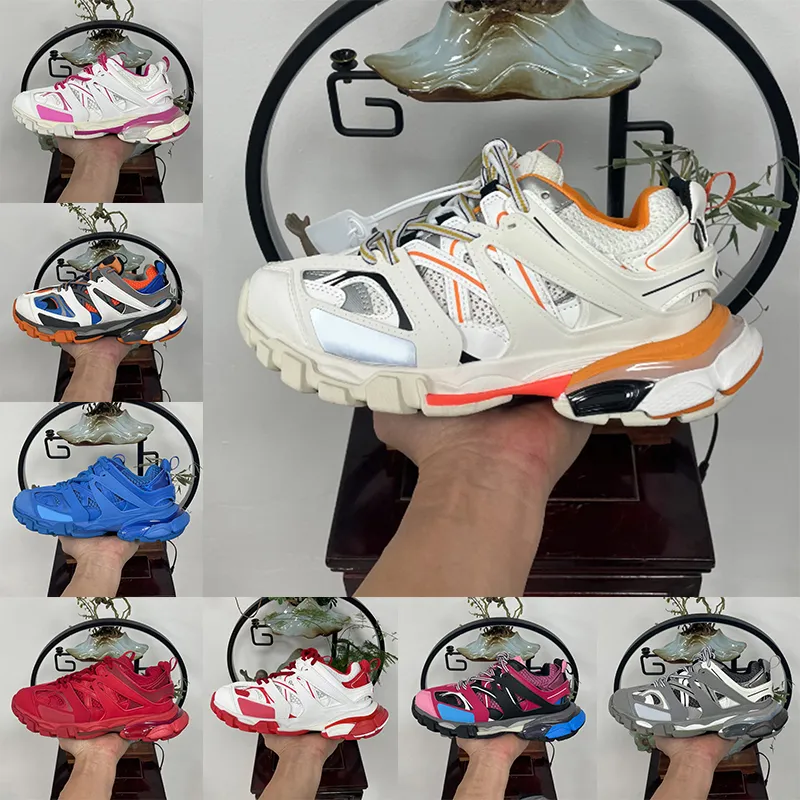 Top Quality Donna Uomo Track 3 3.0 Scarpe casual Retro Nero Bianco Rosa Schiuma Rosso Blu Scarpe da ginnastica Piattaforma Marca Fondo oversize Tracce Runner Scarpe da ginnastica in pelle