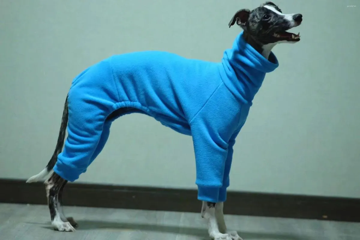 Hundkläder Whippet Polar Fleece Turtleneck Four Legged Jacket Blue Italian Greyhound Winter Clothes
