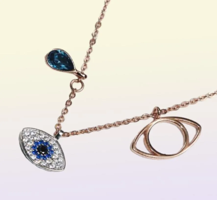 2019 Classic Evil Eye Necklace Jewelry for Women Girls Jewelry Set Silver Rose Gold 2Colors 925 Sterling Silver Plated7668748