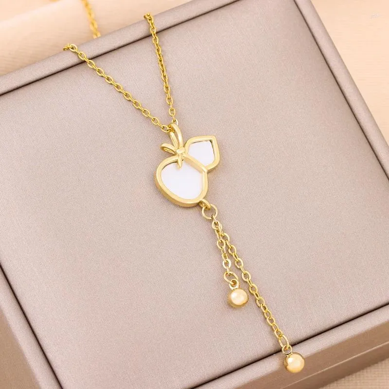 Pendant Necklaces In Light Luxury Tassels Gourd Necklace For Women Temperament Trendy Female Stainless Steel Jewelry Ladies Neck Chain