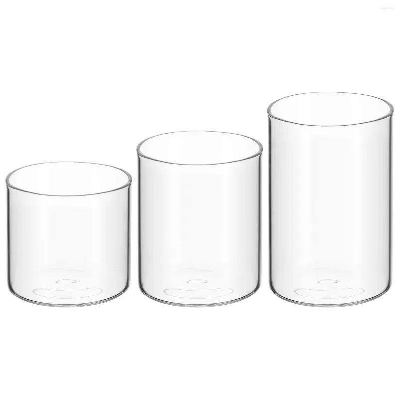 Bougeoirs Vases cylindriques en verre transparent pour centres de table Porte-gobelet transparent