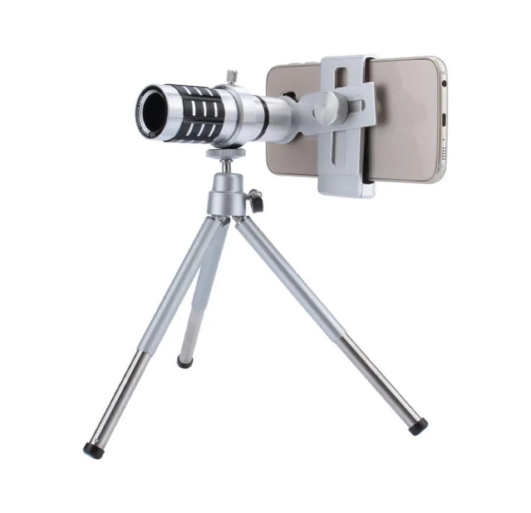 Objectif de caméra de télescope zoom optique 12X sans coins sombres trépied de télescope de téléphone portable pour iPhone 6 7 téléphone intelligent Samsung telepo 3872716