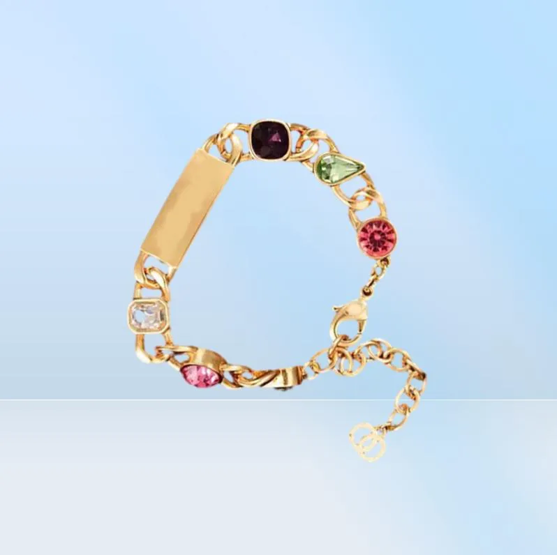 Bracciale da donna con targhetta con lettera e diamante color oro alla moda per gioielli da fidanzamento per feste da donna4153255