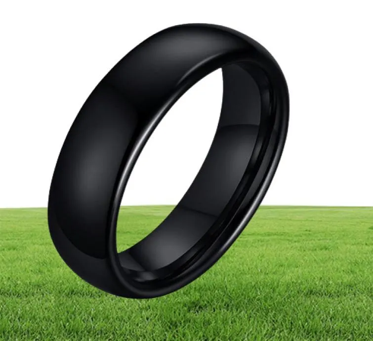 6MM Simple Black Tungsten Steel Wedding Ring Band for Men Women Personality Fashion Accessories 2364431