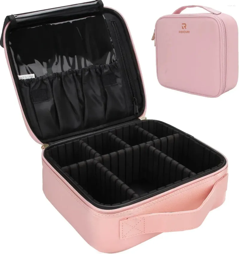 Cosmetic Bags Travel Makeup Train Case Organizer Portable Artist Storage Bag With Adjustable Dividers For Cosmetics Makeu