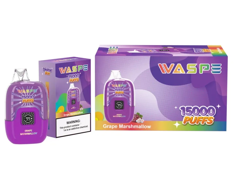 Puff 15K VAPER WASPE VAPES 15000 Puff Digital Box Gerät Vapes Einweg E -Trauben Marshmalom Raspberry Granatapfelsaft Erdbeerwassermelone