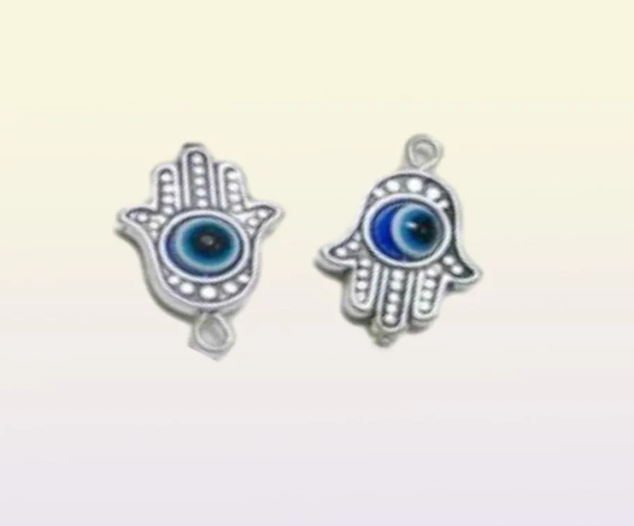 100 pezzi di mano di Hamsa EVIL EYE Kabbalah portafortuna ciondolo per gioielli che fanno braccialetto 19x12mm276k2965851