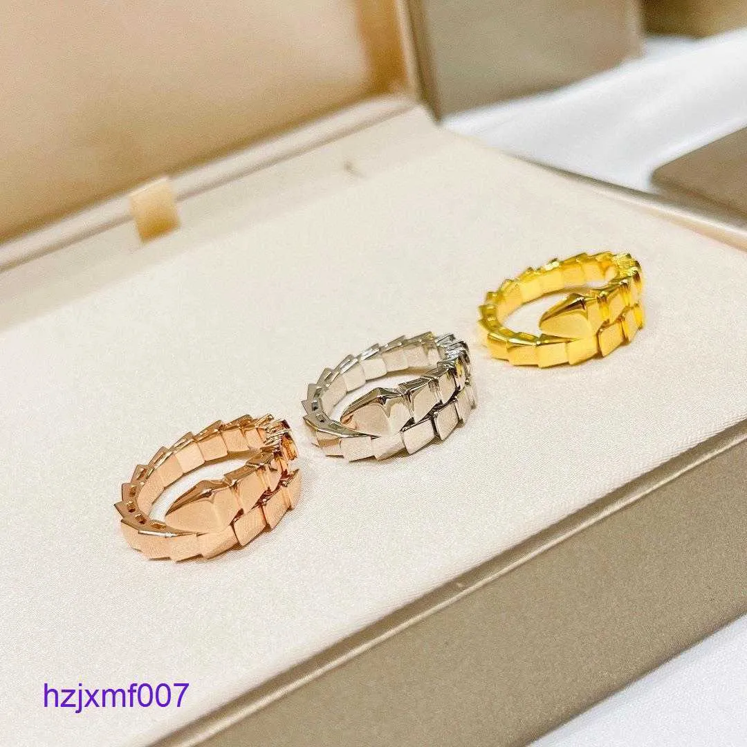 H1AQ Designer Bvlger Band Rings Baojia Open Snake Ring 925 Sterling Silver Plated 18K Gold SMROUREDITION STOLE SPRING BONE SERPENTINE Precision Hig