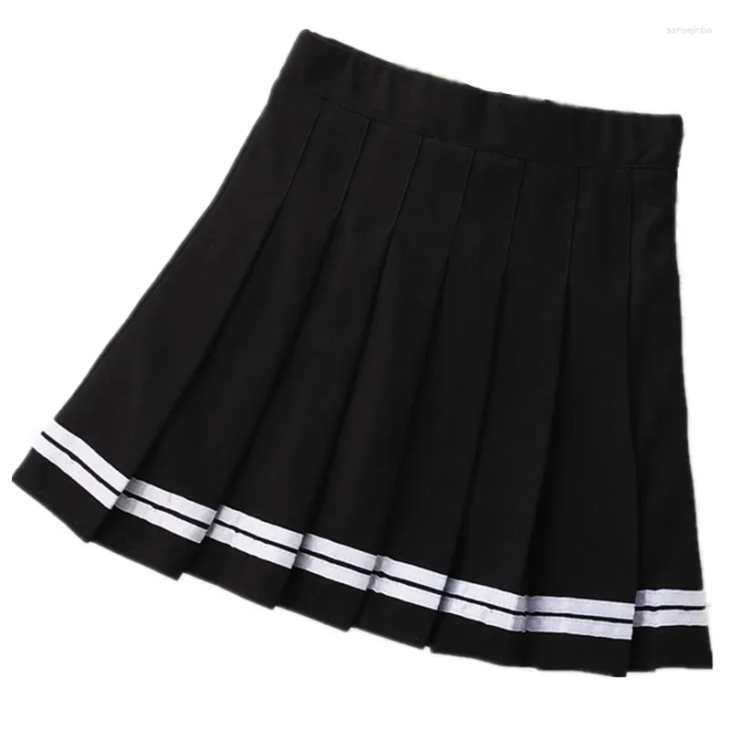 Kläder sätter skoluniformer veckad kjol för flickans barn svarta marin japan koreansk stil mini korta kjolar