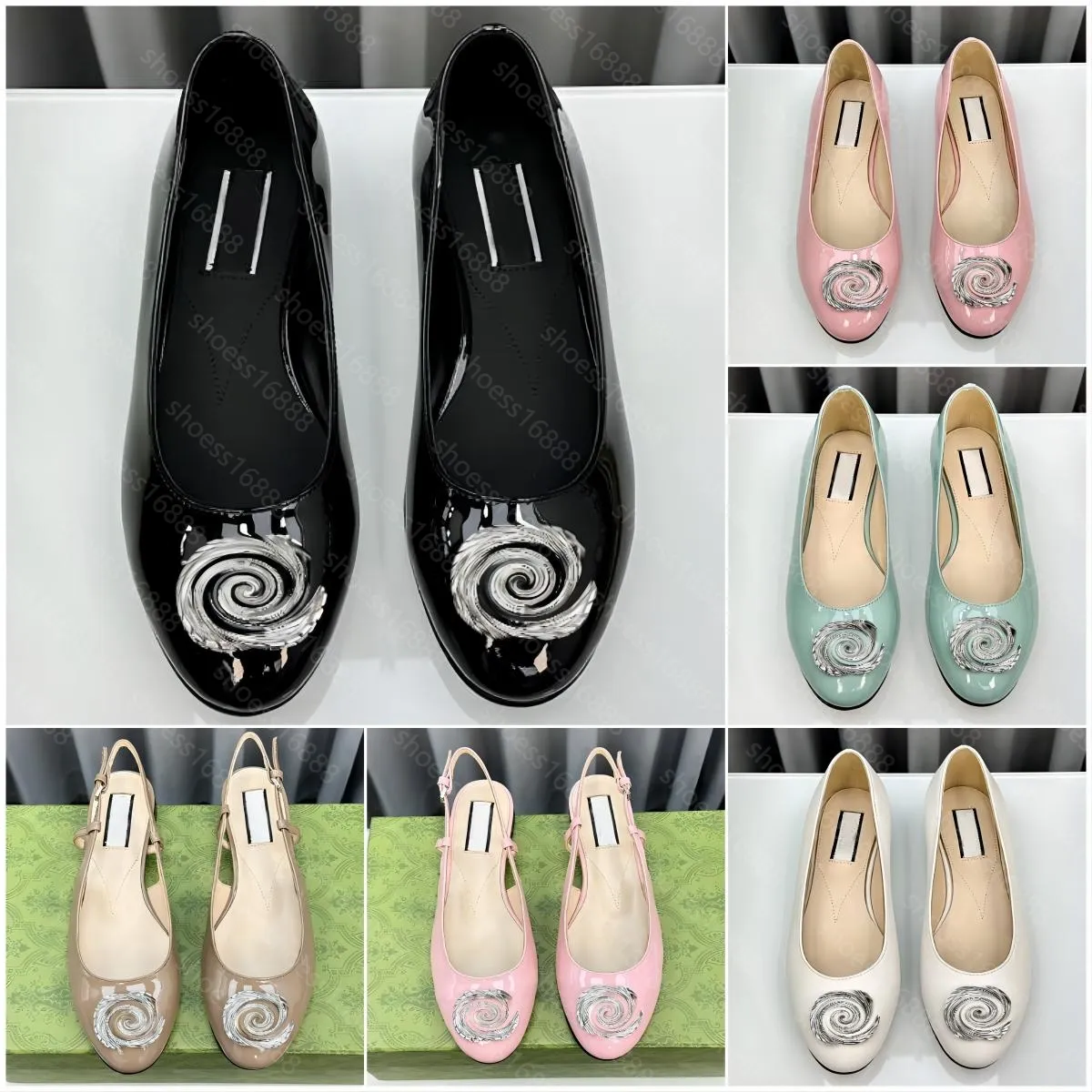 Designer Dress Shoes Women legant Crystal-set Double-G Sandals Shoes Women Patent Leather Nude Black Slingback Party Wedding Ballerina Flats