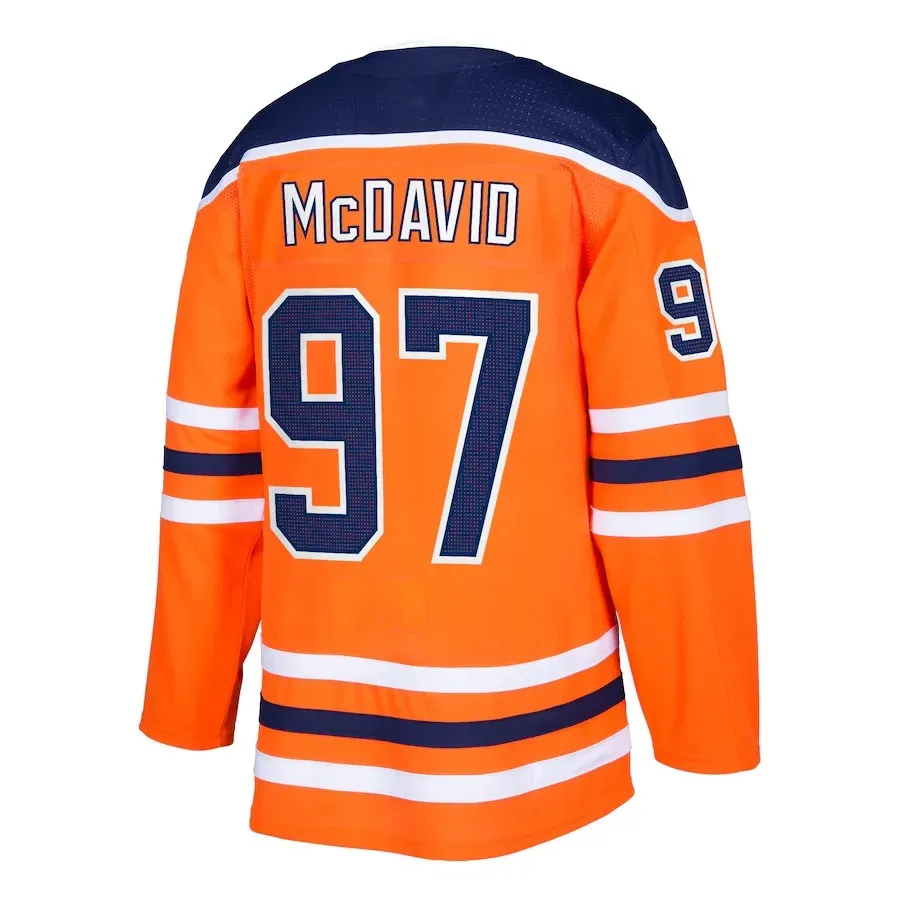 Jerseys Hockey Conor Mcdavid 97 Leon Draisaitl 29 Wayne Gretzky 99 Orange Blue White Navy Size S-XXXL Stitched Men