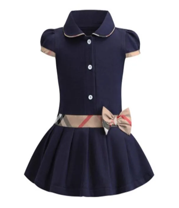 Meninas vestido 2019 ins estilos nova menina de verão crianças bonito bowknot bordado rosa vestido manga curta crianças elegante alta qualidade cot2955840