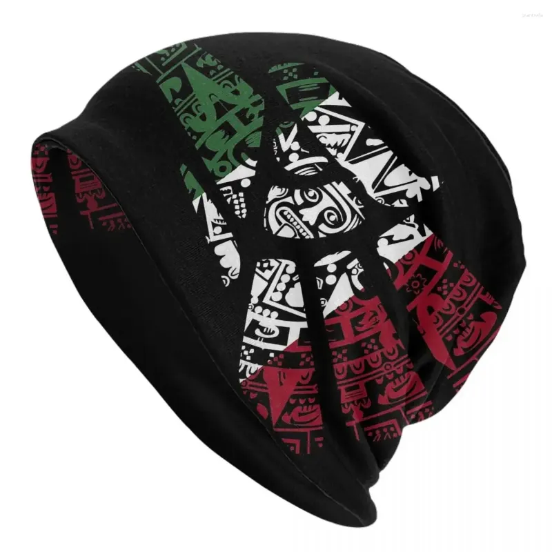 Bérets Calendrier Maya Aztèque Drapeau Mexicain Unisexe Adulte Bonnets Casquettes Bonnet Bonnet Chapeau Chaud Mode Automne Hiver Plein Air Skullies Chapeaux