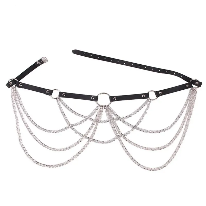Black Leather Punk Waist Chain Belt for Women Girls - Adjustable, Layered Body C Amazon.com: LOREMOW 2 Pcs Black Leather Waist Chain Belt  main image 4