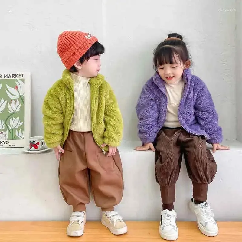 Jackets Children's Autumn And Winter Standing Collar Plush Jacket Warm Cotton Thickened Comfortable Top