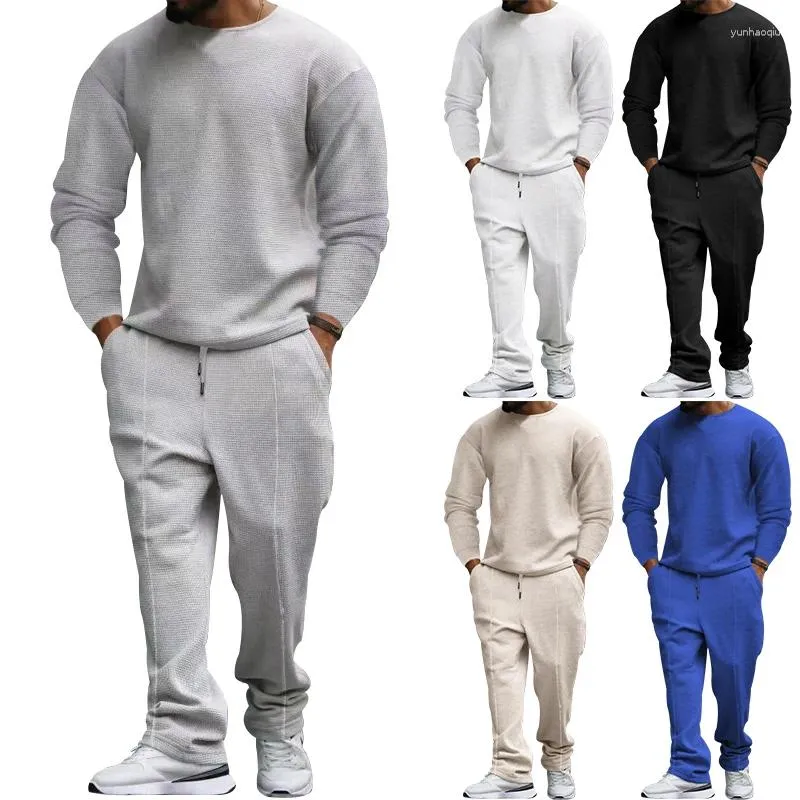 Męskie dresy Testy Cnibord Border Wear Set Spring and Autumn Dwuczęściowy okrągła szyja Długie rękawowe spodnie Casual Sports Style