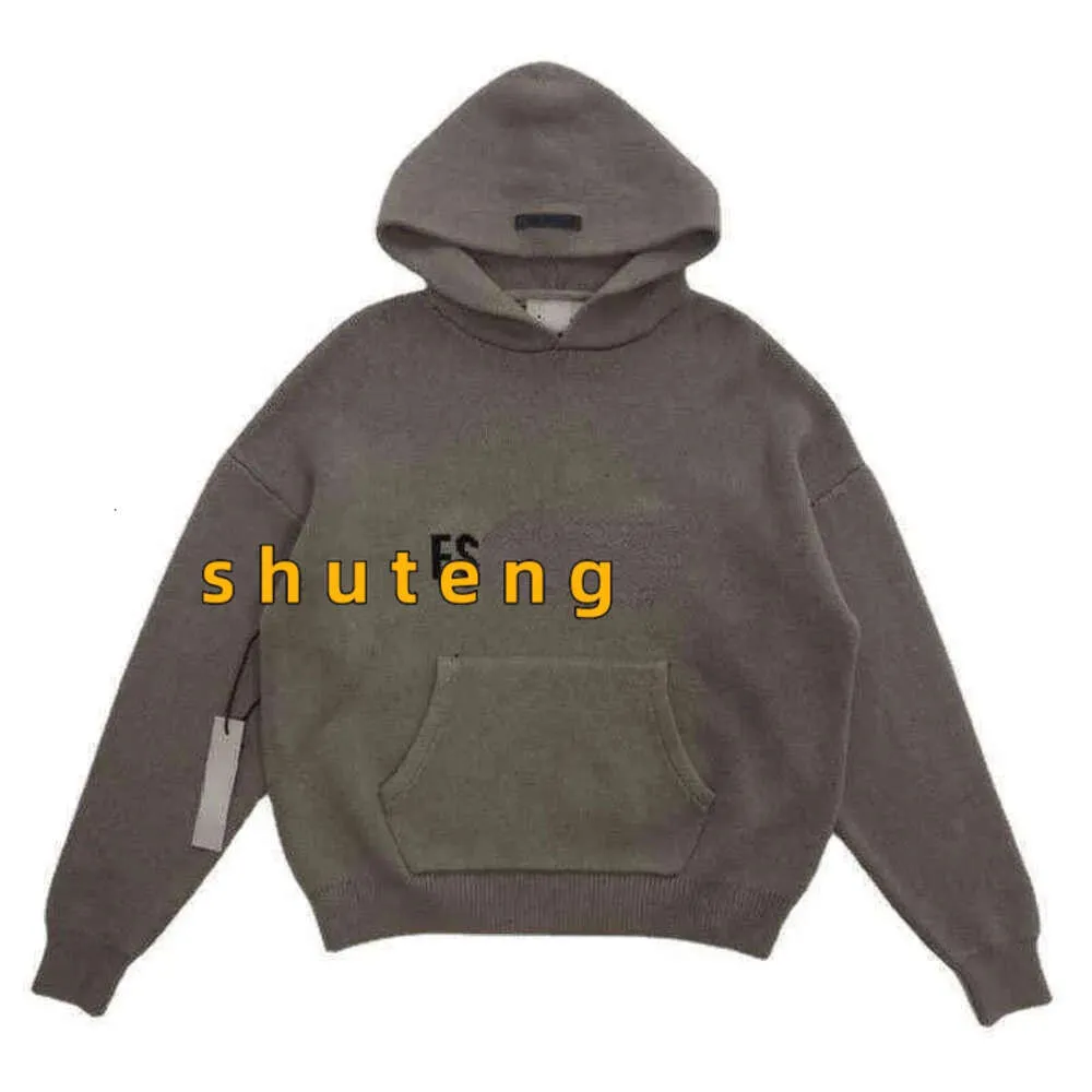 ES Hoodie Turtleeck Skoczki luźne swetry swobodne dzianiny leniwy styl dla mężczyzn amerykańsko w Wielkiej Brytanii lekkie bluzy 6mtt 49