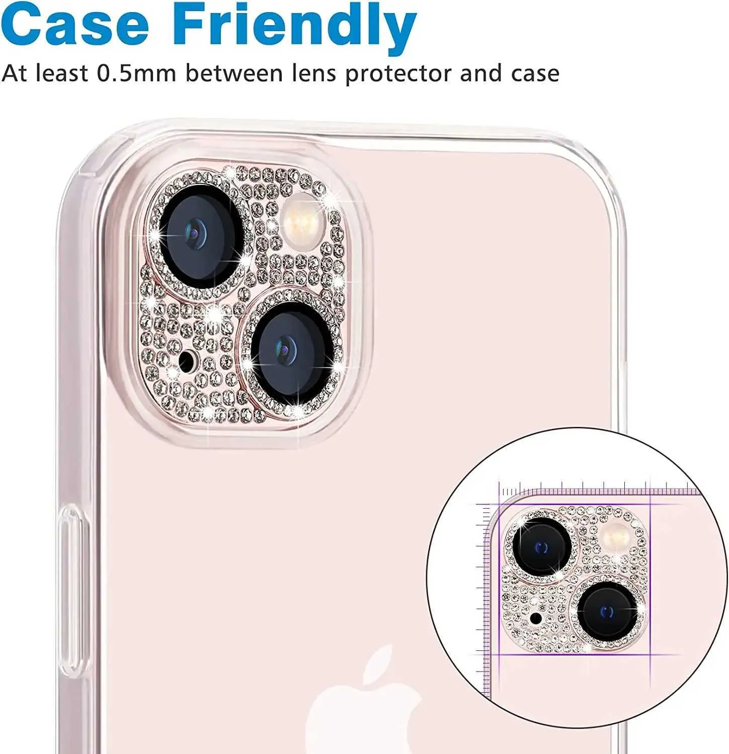 Étuis de téléphone portable Glitter Diamond Camera Lens Protector Housse de protection pour iPhone 15 14 Plus 13 Pro Max 12 Mini 11 Femmes Protection Téléphone AccessoireL240105