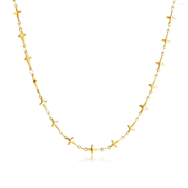 Ювелирные цепочки из титановой стали, крест на ключице, простое ожерелье со звездой из нержавеющей стали для женщин
