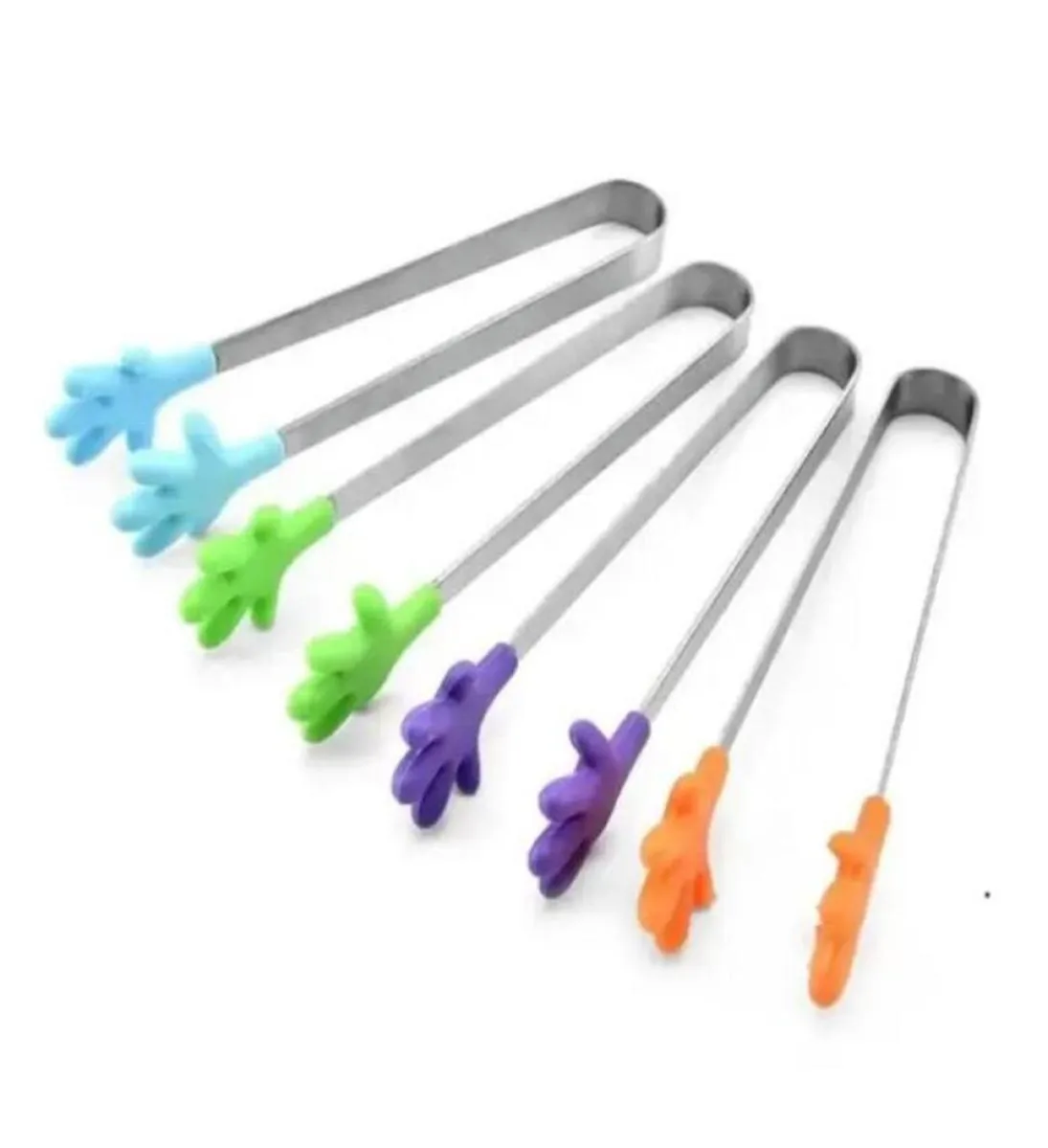 Bonito criativo pequeno clipe de silicone antiderrapante aço inoxidável mini comida gelo quadrado suger pinças para churrasco clipes produtos cozinha sxjun232170307