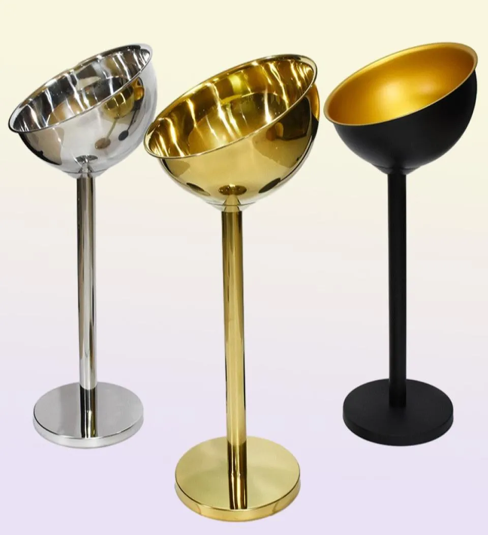 Casier à vin de table 304 en acier inoxydable bassin à champagne support sur pied seau à glace de refroidissement seau à glace en argent doré pour vin et bière5874814
