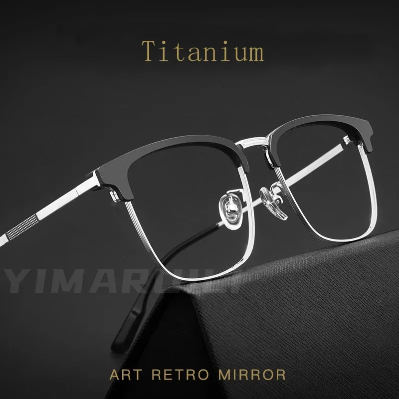 Yimaruili Men's Ultra-Light Pure Eyeglasses Frameレトロファッション装飾光学処方スペクタクルフレーム2312yj 240108