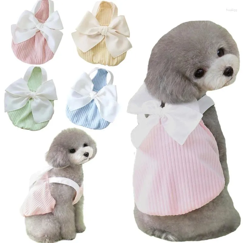 Dog Apparel Summer Pet Beautiful Dress Cute With Bowknot Princess Skirt For Small Dogs Clothes Puppy Vest Teddy Yorkies Costumes