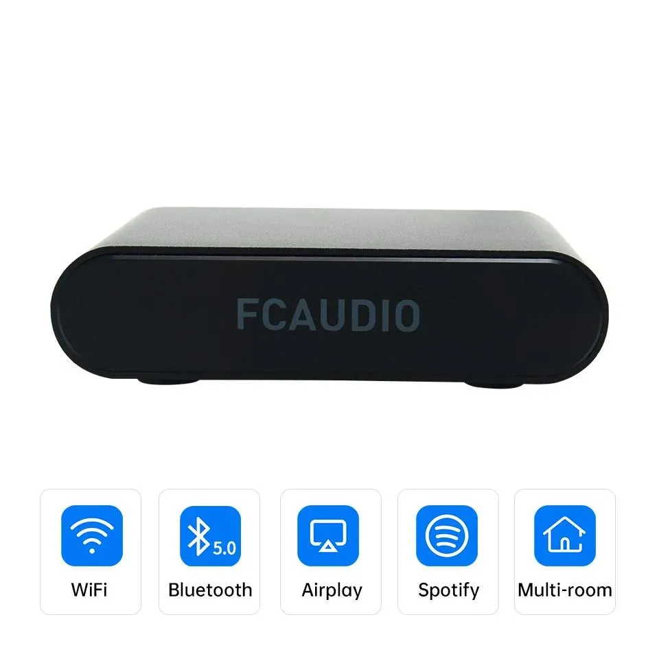 Anschlüsse Wr10 Wifi und Bluetooth 5.0 Hifi Stereo Audio Receiver Adapter mit Spotify Airplay Dlna Internet Radio Multiroom Kostenlose App