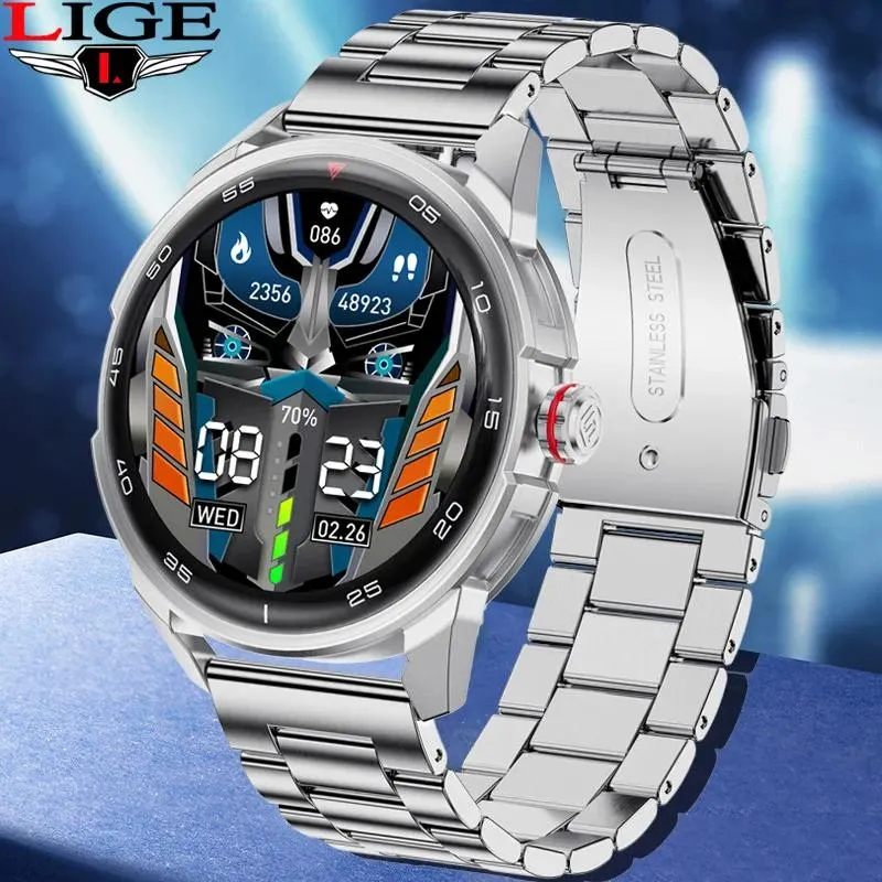 Watches Lige Steel Smart Watch for Men 1.32 HD Smartwatch Color Display Waterproof 2022 Fitness Tracker New Android iOS Digital klockor