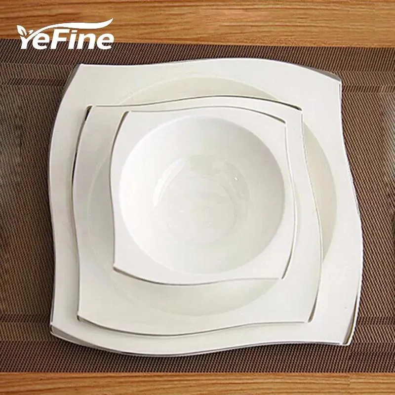 Sets YeFine Advanced Bone Porcelain Tableware Set Square Dinner Plates Dishes High Quality White Ceramic Dinnerware Sets Soup Bowls Y20