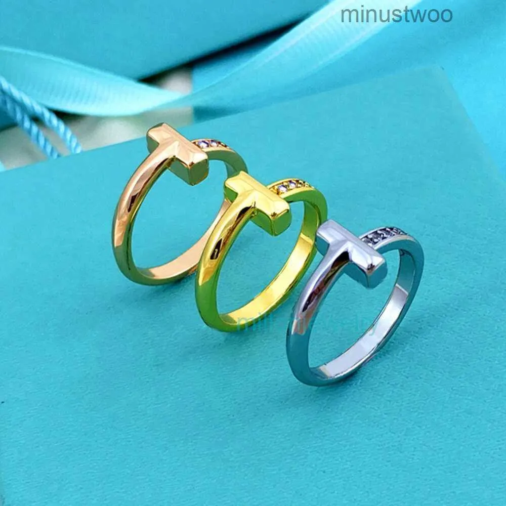 Anéis jóias v banhado a ouro t moda em forma de t anel de diamante feminino minoria design grau simples frio dlxq w3vt iabk