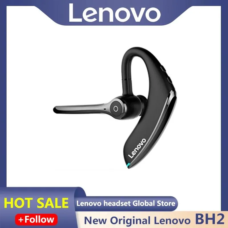 Hörlurar 100%original Lenovo BH2 trådlöst Bluetooth -hörlurar affärer hörlurar laddningsbara bil som kör sporthandsfri med mikrofon