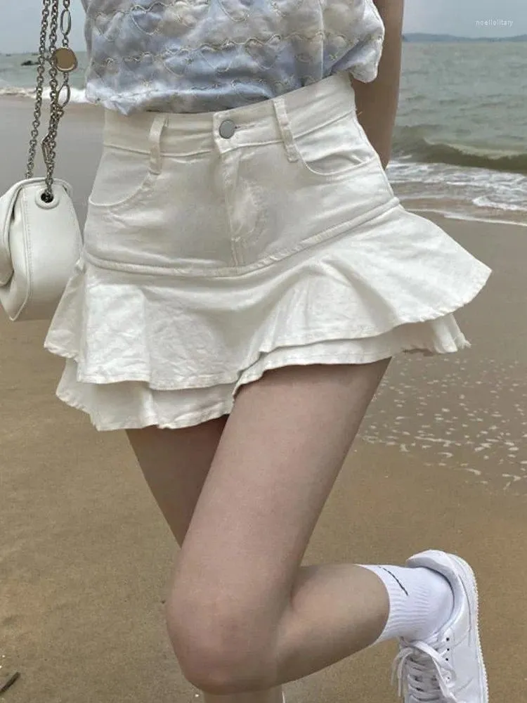 Skirts Big Promotion Summer Skirt Gothic Low Waist White Stitching A-line Beautiful Suit Punk Retro Harajuku Street Style
