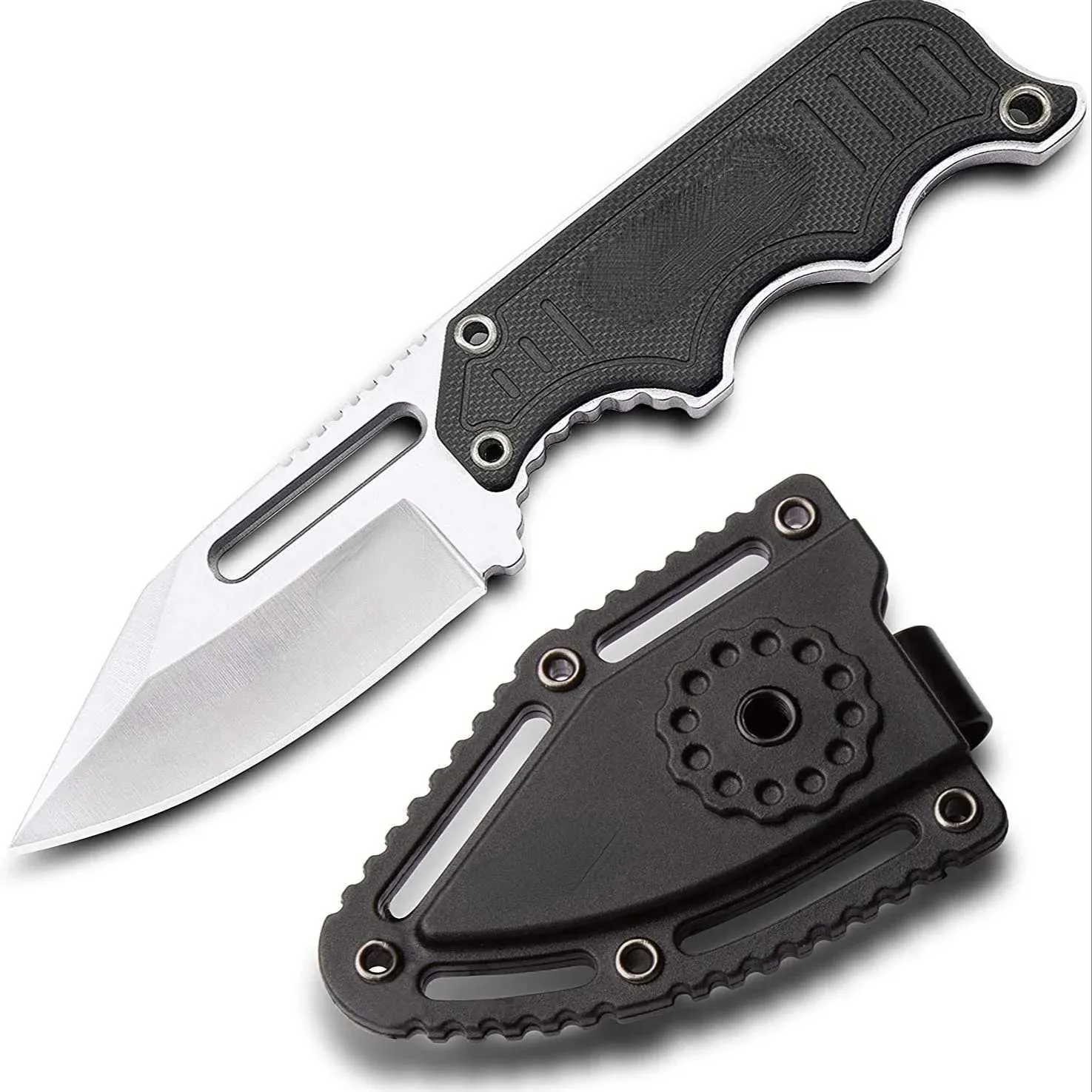 Kniv mini Fixat Blade Knife Tang Style Belt Knife Boot Tactical Knife Cover and Neck Chain Knife Abs Sheath Knife