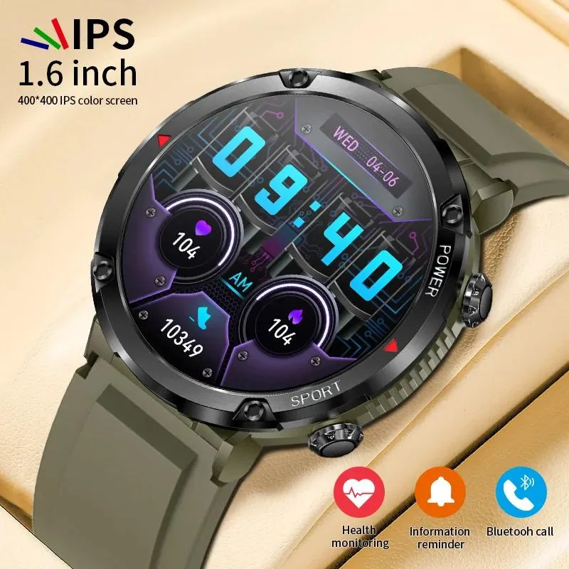 Watches LIGE Smart Watch Men 1.6'' IPS HD Screen Bluetooth Call Wrist Watches IP68 Waterproof Large Capacity Battery Smartwatch For Men