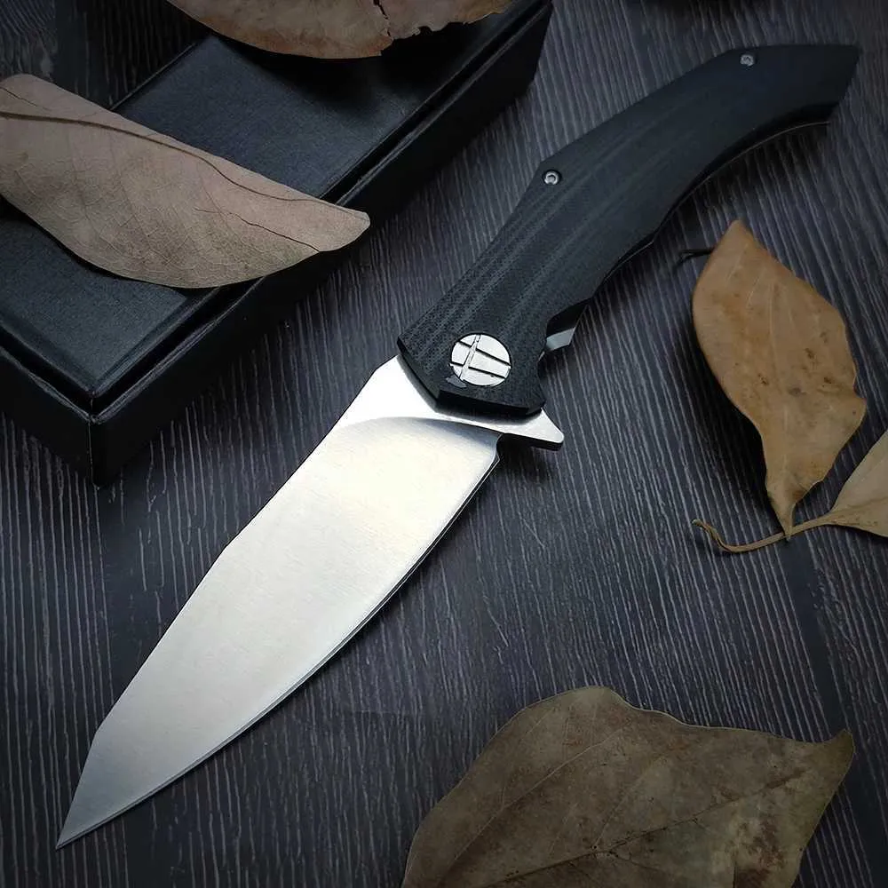 Knivjakt vikning D2 stål ansikten fickkniv utomhus bärbara verktyg Taktisk överlevnad Militär kniv EDC -mapp svart G10 -handtag