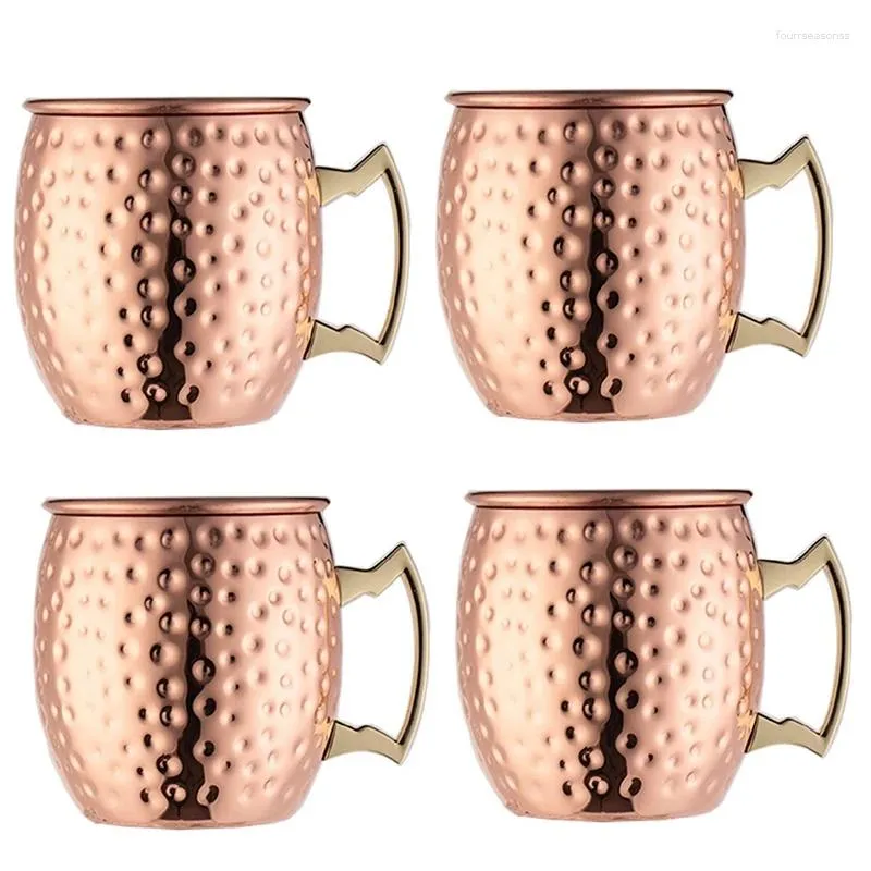 Tazze Bicchiere da bere martellato Moscow Mule in rame con punta a martello, set regalo in vetro da cocktail, durevole