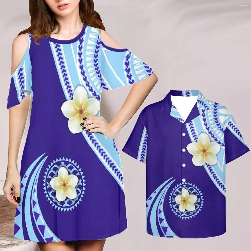 Parti Elbiseleri Kadınlar için 2024 ve Yaz Gömlek 4xl Mavi Çizgili Bohem Plumeria Kadın Seksi Mini Ropa Çift Giyim