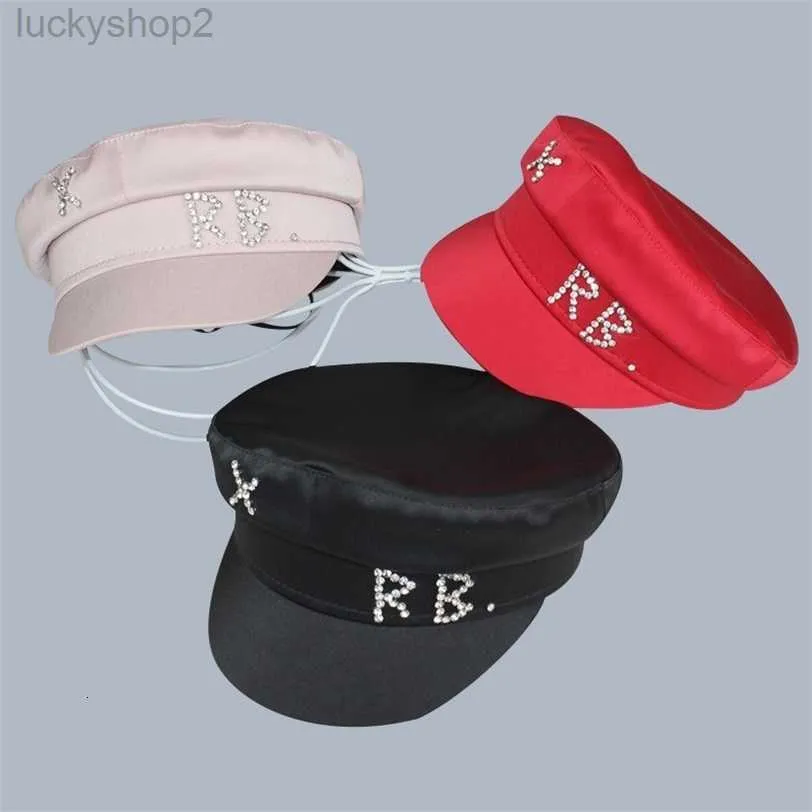 Lettre de satin Sboy Cap Plat Militray Réglable Béret Chapeaux Gorras Gorra Mujer 211227