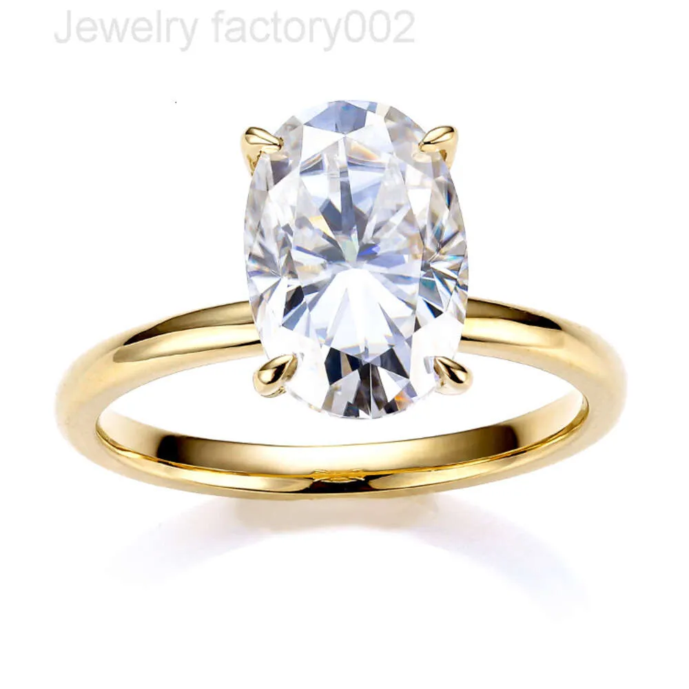 Bague solitaire ovale en or massif 14K/18K/Platine 5 carats avec diamant et moissanite blanche (vente en gros)_voghion.com
