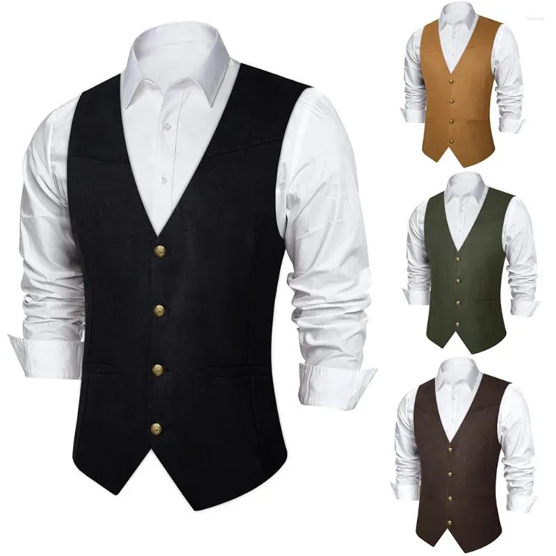 Men's Vests Casual Vest Slim Fit Western Cowboy Sleeveless Jacket V-Neck Motor Cycling Prom Faux Suede Waistcoat Social Men Clothing