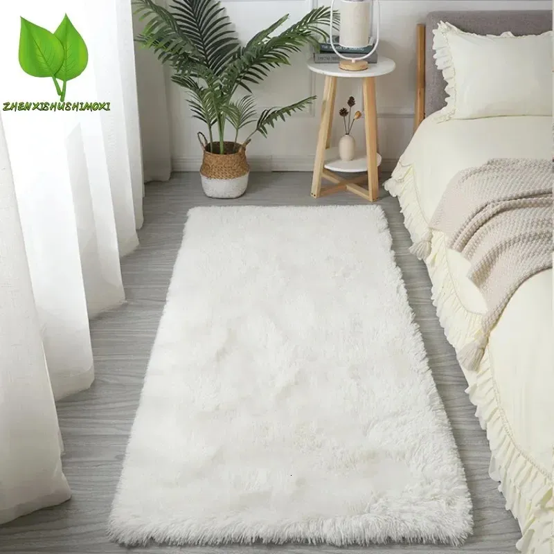 Tapis de chevet pour chambre d'enfants, tapis de sol doux pour filles, décoration de salon, blanc, moelleux, grand, rose, pour chambre d'enfants, 240108