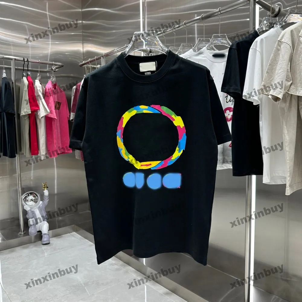 xinxinbuy 2024 Men designer Tee t shirt Paris Colorful letter printing women black white yellow blue XS-3XL