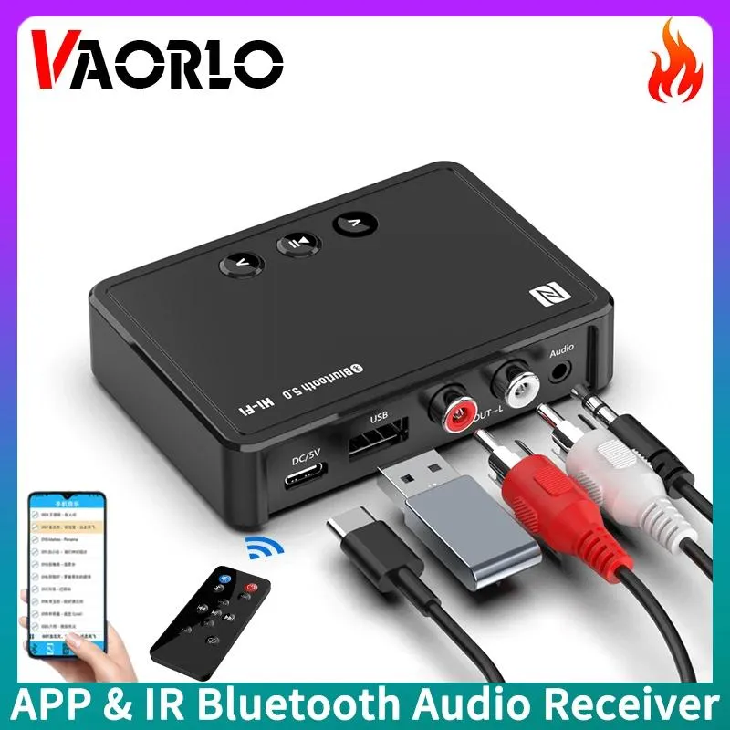 Haut-parleurs NFC Bluetooth 5.0 Récepteur audio Support APP IR Contrôle AUX 3.5mm RCA USB U Disque Hifi Stéréo Adaptateur sans fil pour haut-parleur de voiture