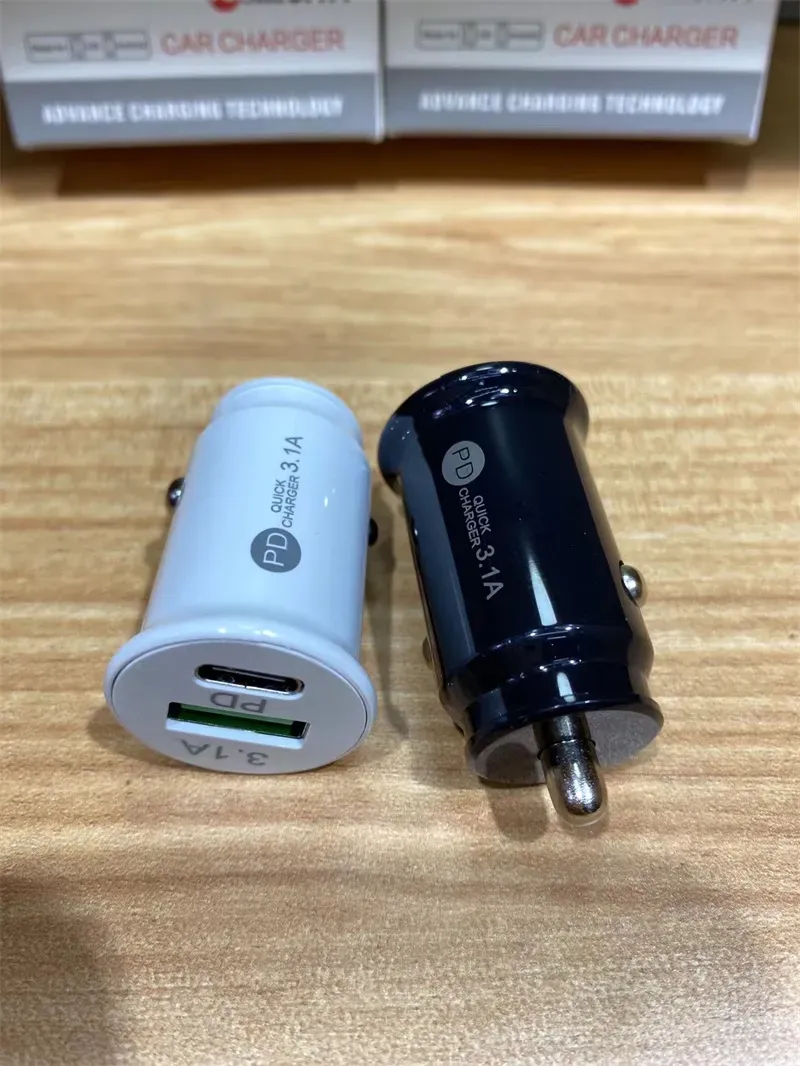 3.1A High Speed Dual Ports PD USB Car  Quick Charge 3.0 Fast Charging For iPhone 13 12 11 Samsung  Xiaomi Type C Mobile Phone  with box