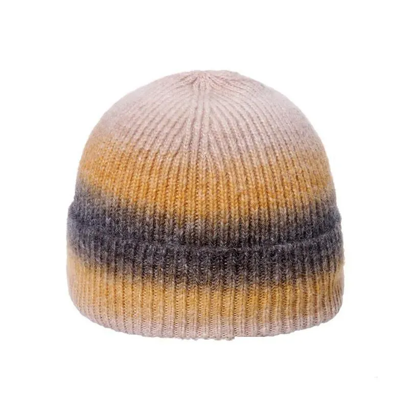 many colors tie dye knitted beanies women autumn winter thick warm hat rainbow beanies hats girl outdoor cap